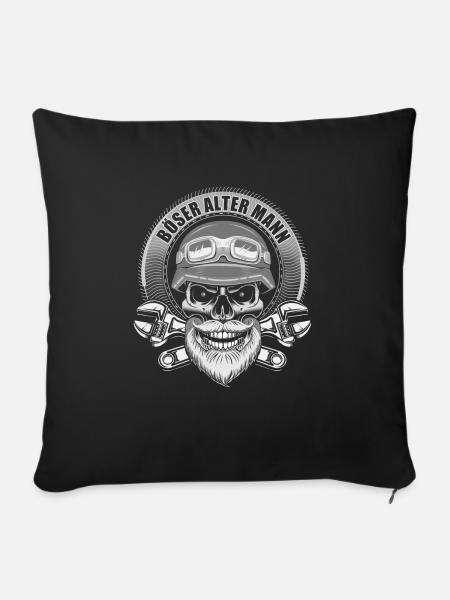 böser alter Mann, Motorradfahrer - Sofakissenbezug 45 x 45 cm - Schwarz