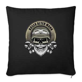 böser alter Mann / Motorrad Bart - Sofakissenbezug 45 x 45 cm - Schwarz - Vorne