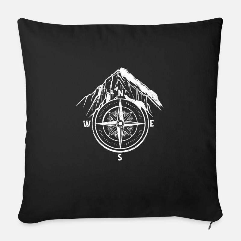 Kompass Mythologie Wandern Reisen Berge - Sofakissenbezug 45 x 45 cm - Schwarz
