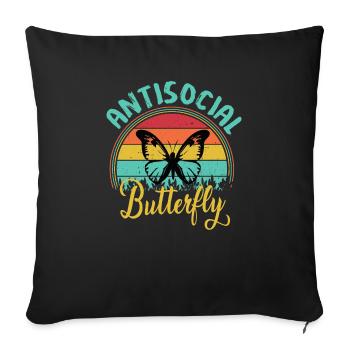 Antisoziale Schmetterling Retro Vintage Sonnenuntergang Design - Sofakissenbezug 45 x 45 cm - Schwarz - Vorne