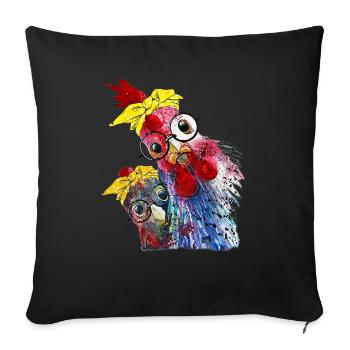 A funny chicken, chicken, chicken with glasses - Sofa pillowcase 17,3'' x 17,3'' (45 x 45 cm) - black - Front