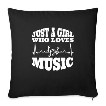 Musicienne femme musique fille microphone chanteuse Maman - Housse de coussin décorative 45 x 45 cm - noir - Devant