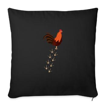 Poulet poulet poussin poulailler poules agriculteurs - Housse de coussin décorative 45 x 45 cm - noir - Devant