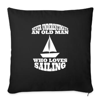 Voile bateau grand-père voile papa bateau bateau capitaine - Housse de coussin décorative 45 x 45 cm - noir - Devant