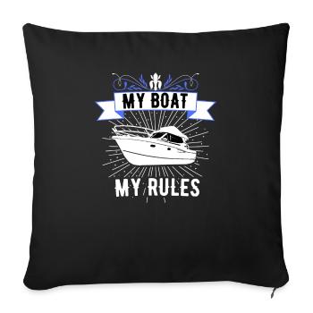Boot Regatta . Bateau à moteur yacht à moteur . Yacht Voile - Housse de coussin décorative 45 x 45 cm - noir - Devant