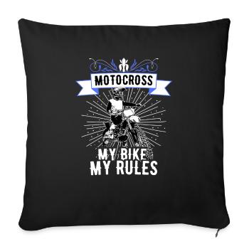 Motocross / Enduro / Freestyle mx / Dirtbike retro - Sofa pillowcase 17,3'' x 17,3'' (45 x 45 cm) - black - Front