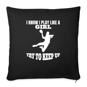 Handball filles handball filles femmes handball femmes - Housse de coussin décorative 45 x 45 cm - noir - Devant
