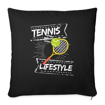 tennis / tennis / joueur de tennis / de tennis / de tennis - Housse de coussin décorative 45 x 45 cm - noir - Devant