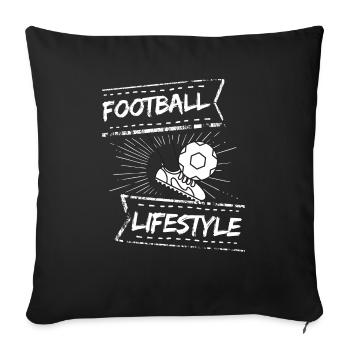 Football / Football / Futbol / Football - Housse de coussin décorative 45 x 45 cm - noir - Devant