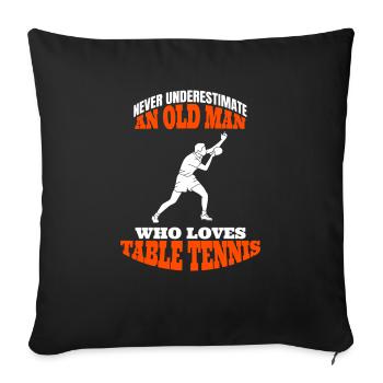 Tenue de ping-pong père proverbe ping-pong grand-père - Housse de coussin décorative 45 x 45 cm - noir - Devant