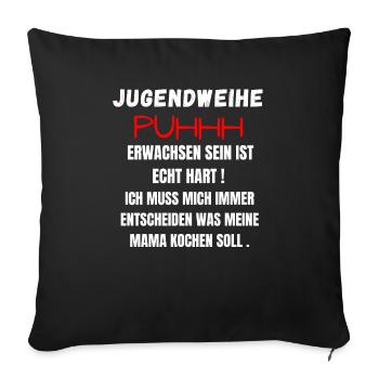 Jugendweihe 2021 | Lustiges Jugendweihe Geschenk - Sofakissenbezug 45 x 45 cm - Schwarz - Vorne