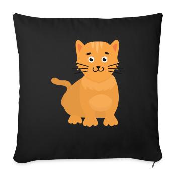 Chat - Housse de coussin décorative 45 x 45 cm - noir - Devant