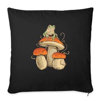 Cueillette de champignons Champignons Grenouille Chercheur de champignons Nature - Housse de coussin décorative 45 x 45 cm - noir - Devant