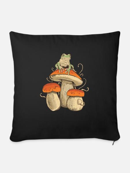 Pilz Pilzsammler Pilze Frosch Pilzsucher Natur - Sofakissenbezug 45 x 45 cm - Schwarz