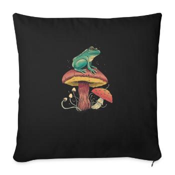 Cueillette de champignons Champignons Grenouille Chercheur de champignons Nature - Housse de coussin décorative 45 x 45 cm - noir - Devant