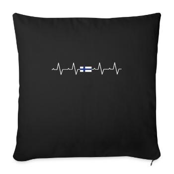 Finnland Herzschlag Finnisch Finnische Finnländer - Sofakissenbezug 45 x 45 cm - Schwarz - Vorne