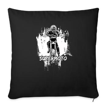 Supermoto / Supermotard / Supermoto Wheelie - Sofa pillowcase 17,3'' x 17,3'' (45 x 45 cm) - black - Front