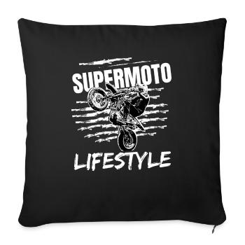 Supermoto / Supermotard / Supermoto Wheelie - Sofa pillowcase 17,3'' x 17,3'' (45 x 45 cm) - black - Front