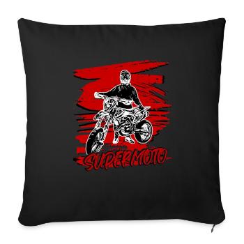 Supermoto / Supermotard / Supermoto Wheelie - Sofa pillowcase 17,3'' x 17,3'' (45 x 45 cm) - black - Front