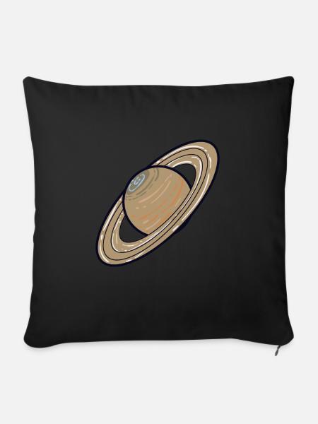 Sonnensystem Planeten Saturn - Sofakissenbezug 45 x 45 cm - Schwarz