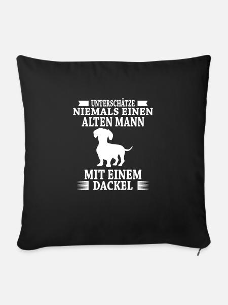Alten Mann Dackel Geschenk - Sofakissenbezug 45 x 45 cm - Schwarz