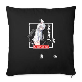 anime gamer sad girl japan bad senpai egirl manga - Sofa pillowcase 17,3'' x 17,3'' (45 x 45 cm) - black - Front