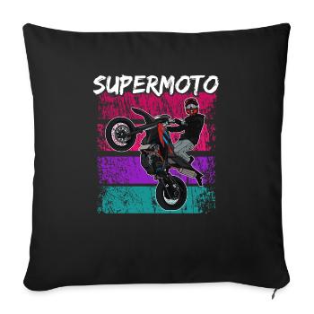 Supermotard / Supermotard / Supermotard Wheelie - Housse de coussin décorative 45 x 45 cm - noir - Devant
