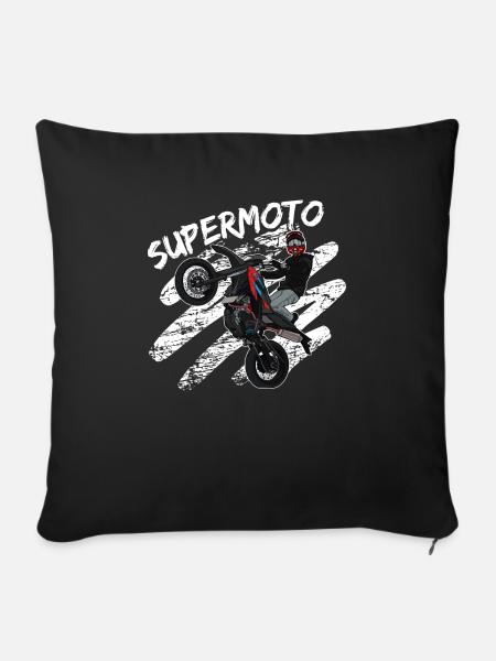 Supermoto / Supermotard / Supermoto Wheelie - Sofakissenbezug 45 x 45 cm - Schwarz
