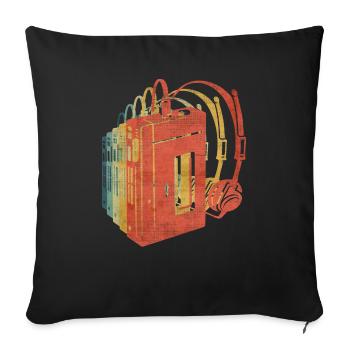 Color vintage retro retro walkman - Housse de coussin décorative 45 x 45 cm - noir - Devant