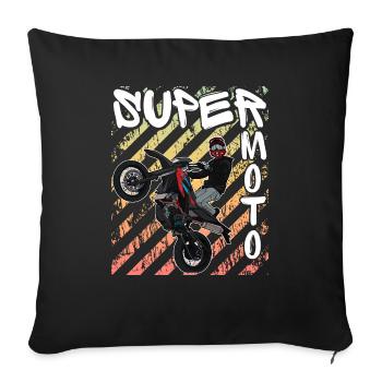 Supermoto / Supermotard / Supermoto Wheelie Biker - Sofa pillowcase 17,3'' x 17,3'' (45 x 45 cm) - black - Front