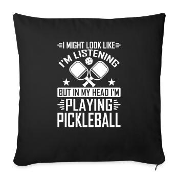 Raquette pickleball Player - Housse de coussin décorative 45 x 45 cm - noir - Devant