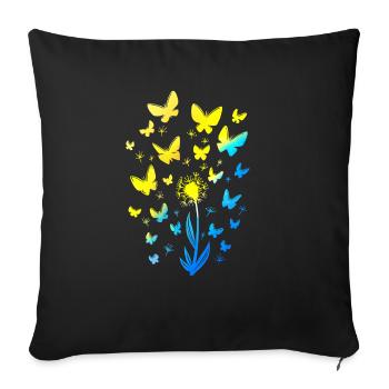 Ukraine Flag Butterflies Ukraine Shirt - Sofa pillowcase 17,3'' x 17,3'' (45 x 45 cm) - black - Front