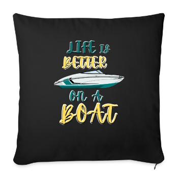 Régate de bateaux . Yacht à moteur à moteur. Yacht à voile - Housse de coussin décorative 45 x 45 cm - noir - Devant