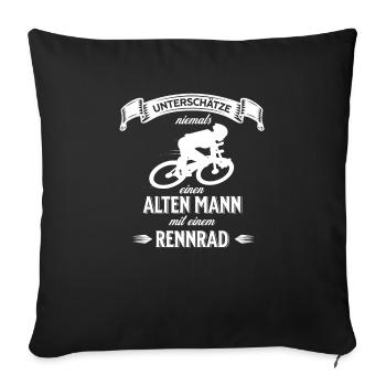 Lustiges Rennrad Radrennen Radsportler Geschenk - Sofakissenbezug 45 x 45 cm - Schwarz - Vorne