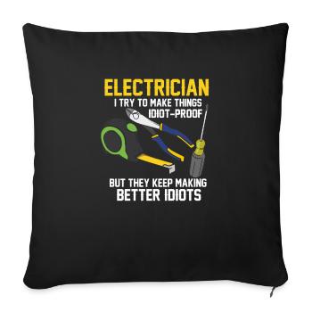 Electrician Electricians Electrician Dad Saying - Sofa pillowcase 17,3'' x 17,3'' (45 x 45 cm) - black - Front