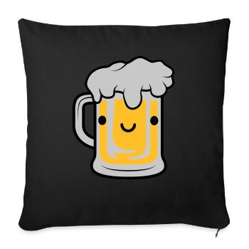 Visage de bière sucrée - Housse de coussin décorative 45 x 45 cm - noir - Devant