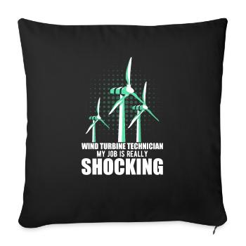 Wind turbine, wind power, wind energy - Sofa pillowcase 17,3'' x 17,3'' (45 x 45 cm) - black - Front