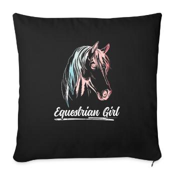 Equestrian Girl Horse Riding Dressage - Sofa pillowcase 17,3'' x 17,3'' (45 x 45 cm) - black - Front