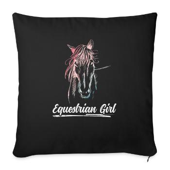 Equestrian Girl Horse Riding Dressage - Sofa pillowcase 17,3'' x 17,3'' (45 x 45 cm) - black - Front