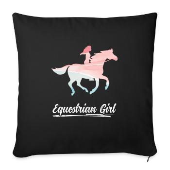 Equestrian Girl Horse Riding Dressage - Sofa pillowcase 17,3'' x 17,3'' (45 x 45 cm) - black - Front