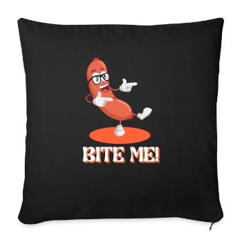 Bite Me Schnitzel Deutsches Würstchen Bierfest - Sofakissenbezug 45 x 45 cm - Schwarz - Vorne
