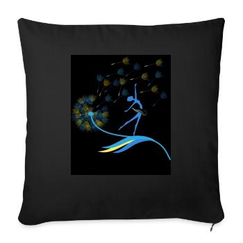 Pissenlit Fille Ukraine Liberté Drapeau ukrainien - Housse de coussin décorative 45 x 45 cm - noir - Devant
