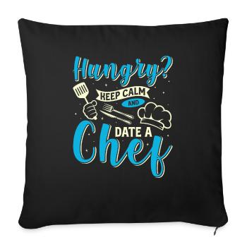 Keep hungry Keep calm Cook Kitchen Cooking Chef's hat - Sofa pillowcase 17,3'' x 17,3'' (45 x 45 cm) - black - Front