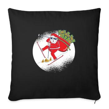 Money greedy Christmas goose with a lot of money in the bag - Sofa pillowcase 17,3'' x 17,3'' (45 x 45 cm) - black - Front