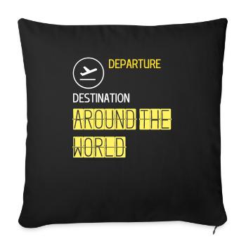 Destination de départ autour du monde Avion - Housse de coussin décorative 45 x 45 cm - noir - Devant