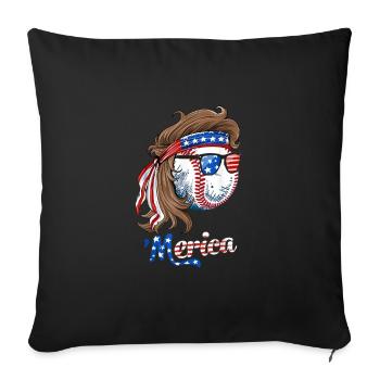 Merica Mit Us-flaggen-baseball-design Für Die Usa - Sofakissenbezug 45 x 45 cm - Schwarz - Vorne