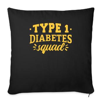 Diabète de type 1 - Housse de coussin décorative 45 x 45 cm - noir - Devant