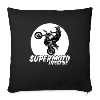Supermoto / Supermotard / Supermoto Wheelie Biker - Sofa pillowcase 17,3'' x 17,3'' (45 x 45 cm) - black - Front
