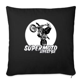 Supermoto / Supermotard / Supermoto Wheelie Biker - Sofa pillowcase 17,3'' x 17,3'' (45 x 45 cm) - black - Front