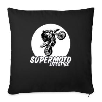 Supermotard / Supermotard / Supermotard Wheelie Bikers - Housse de coussin décorative 45 x 45 cm - noir - Devant